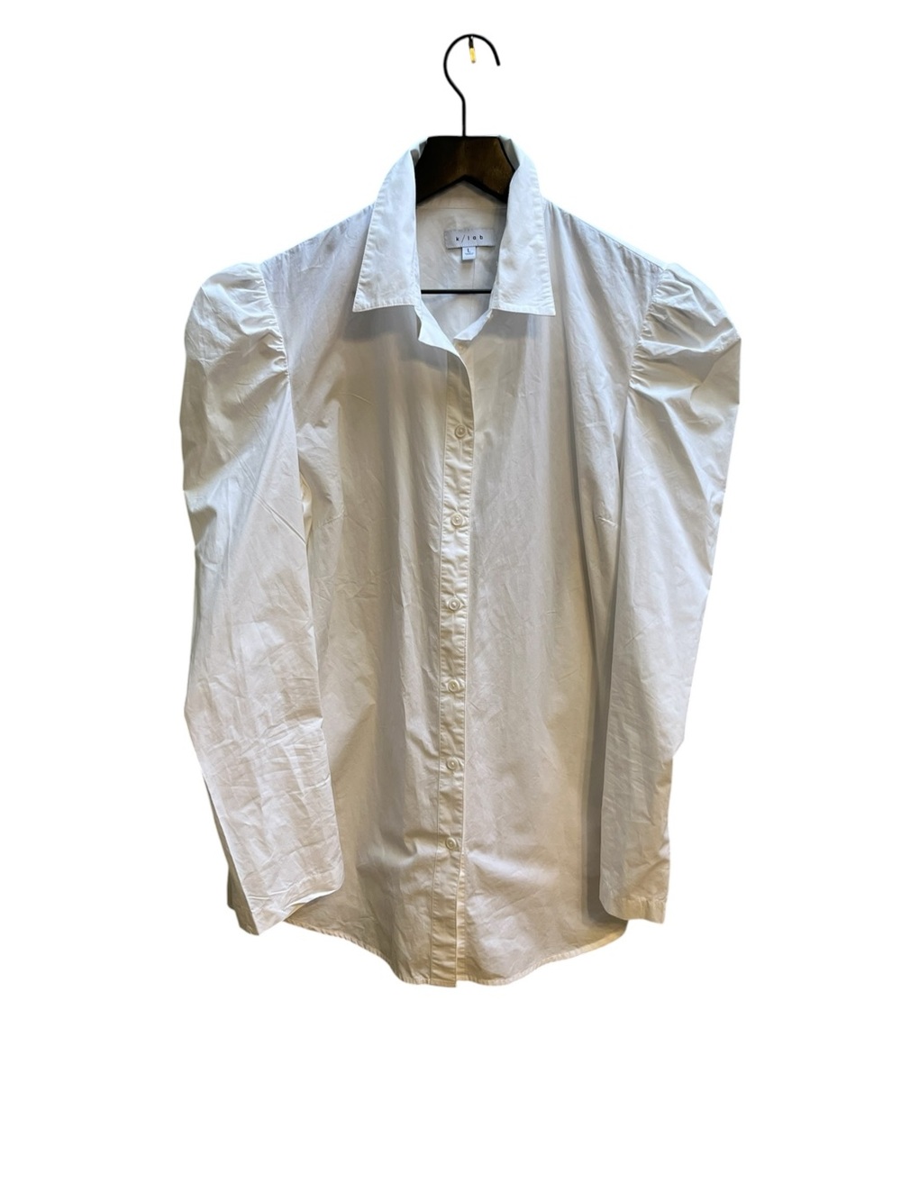 K/lab White Puff-Sleeve Button-Up Shirt - size large